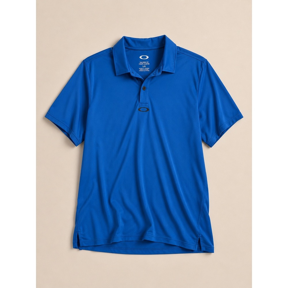 Oakley Mens Tailored Fit Performance Polo Shirt Blue Short Sleeve Large L/G
